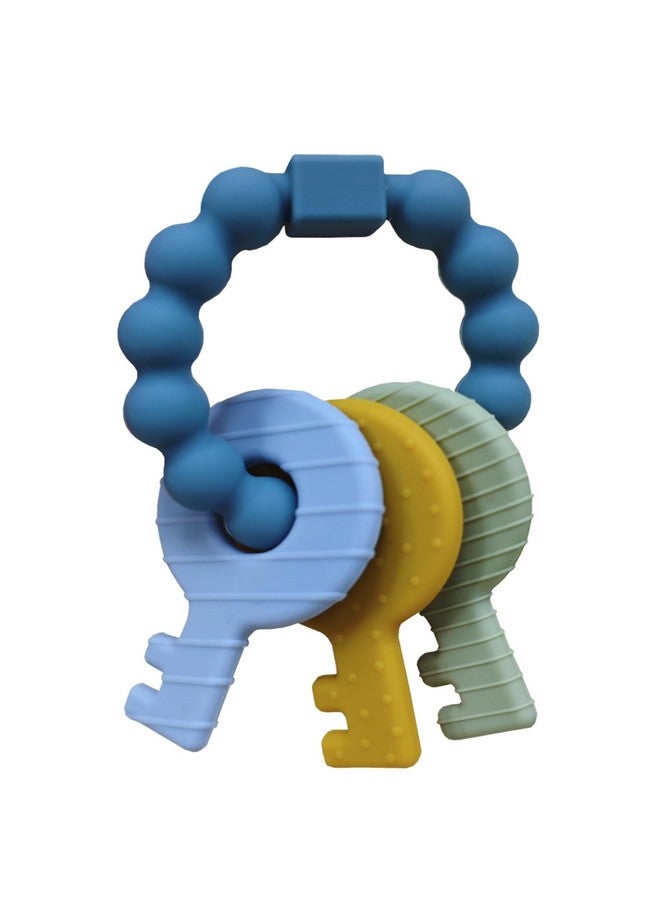 Intatikoo Baby Keys Teether Toys,Silicone Teething Toys for 3+ Months,Teething Keys Toy for Infants-Soft & Raised Texture to Soothe Gums,BPA Free (Deep Blue) - Image 1