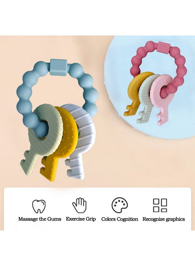 Intatikoo Baby Keys Teether Toys,Silicone Teething Toys for 3+ Months,Teething Keys Toy for Infants-Soft & Raised Texture to Soothe Gums,BPA Free (Deep Blue) - Image 4