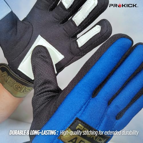 Prokick Aegis Football Goalkeeper Gloves | High-Grip Latex Palm | Shock Absorbing & Breathable Design for Superior Ball Control (Black/Blue, Youth) - Image 3