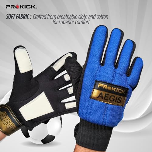 Prokick Aegis Football Goalkeeper Gloves | High-Grip Latex Palm | Shock Absorbing & Breathable Design for Superior Ball Control (Black/Blue, Youth) - Image 2