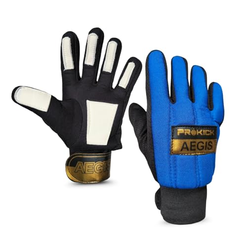 Prokick Aegis Football Goalkeeper Gloves | High-Grip Latex Palm | Shock Absorbing & Breathable Design for Superior Ball Control (Black/Blue, Youth) - Image 1
