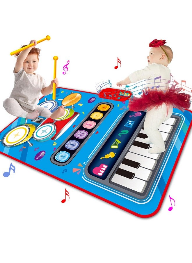 HONGID Baby Toys For 1 Year Oldbaby Musical Mat Toddler Toys Age 123 In 1 Piano Drum Babies Play Mat Baby Music Toy 1218 Months Babies Birthday Gifts For 1 2 3 Year Old Boys Girls - Image 1