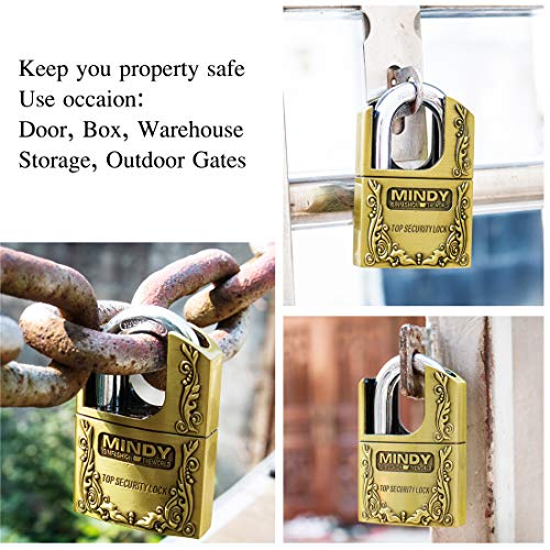 Mindy 3 Keys 40mm Heavy Duty Warehouse Shrouded Hardened Keyed Padlock Top Security Lock - Image 5