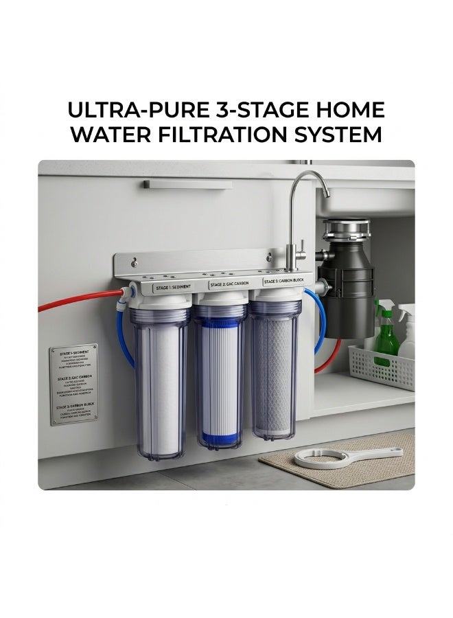 3-Stage Under-Sink Water Filter Replacement Set – 10" PP Sediment, GAC, and Silver Polishing Carbon Block – 5 Micron Universal Cartridges for Residential & Commercial Reverse Osmosis Systems - Image 2