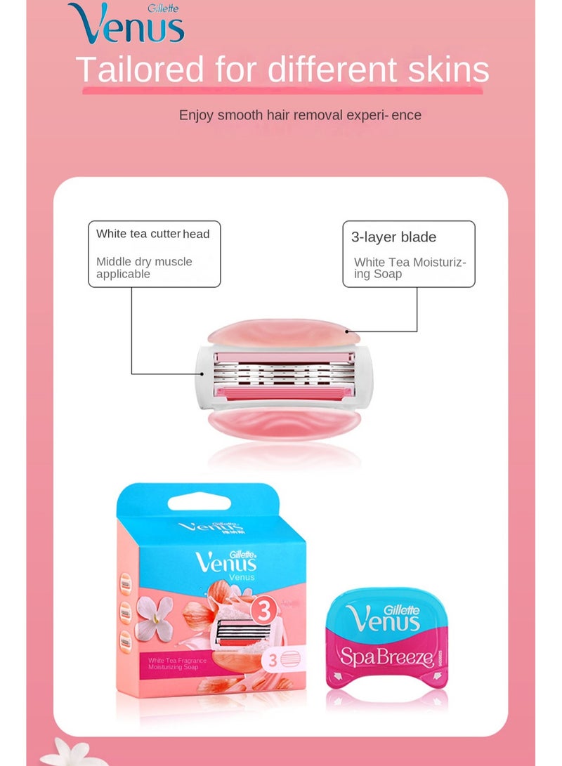 شفرات حلاقة جيليت فينوس كومفورت جلايد وايت تي للنساء، عبوة من 3 قطع - Image 3