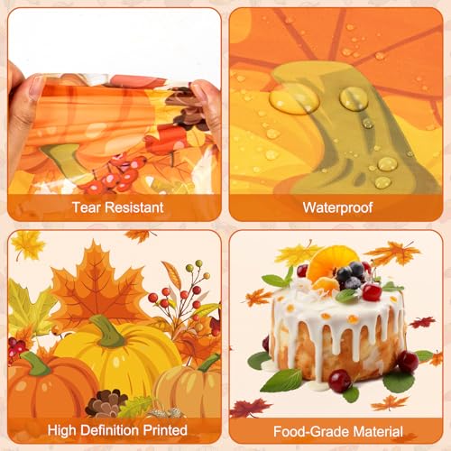 Litmitfu 2 Pcs Thanksgiving Tablecloth Plastic - Disposable Fall Table Cloths, Autumn Rectangle Pumpkin Maple Leaf Table Cover for Happy Thanksgiving Day Tables Decorations Party Supplies Favors, 54x108 Inch - Image 5