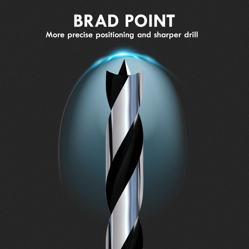 MACXCOIP Stubby Brad Point Wood Drill Bit Set, 6pcs Hex Shank Short Length Drill Bit Set with Double Flutes Design for Carpenter Woodworking and All Types of Wood (3/32" - 3/8") - Image 3