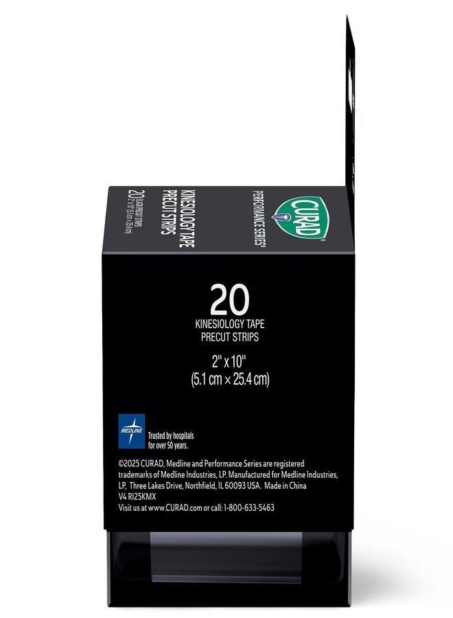 Curad Performance Series IRONMAN Kinesiology Tape, Black, 2 in x 10 in, 1 Roll of 20 Precut Strips - Image 3