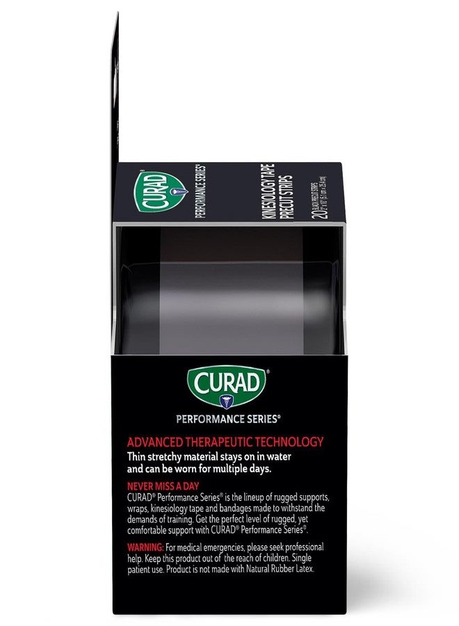 Curad Performance Series IRONMAN Kinesiology Tape, Black, 2 in x 10 in, 1 Roll of 20 Precut Strips - Image 4