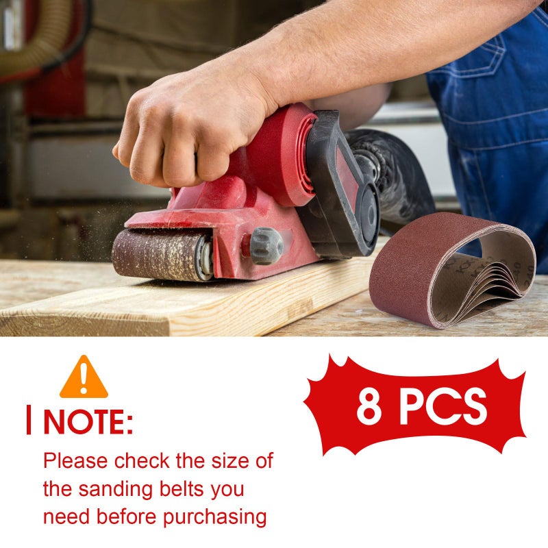 Okxiri Belt Sander Sanding Belts, 8 Pcs Belt Sander Paper (2 Each of 80 120 150 240 Grits), Aluminum Oxide for Woodworking Polishing (3 x 21 inch) - Image 3