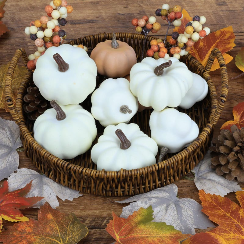 Ghrdopy 17 PCS Kit Artificial Pumpkins Decorations - Plastic Pumpkins for Fall Home Farmhouse Thanksgiving Mini Pumpkin Decor - Image 4