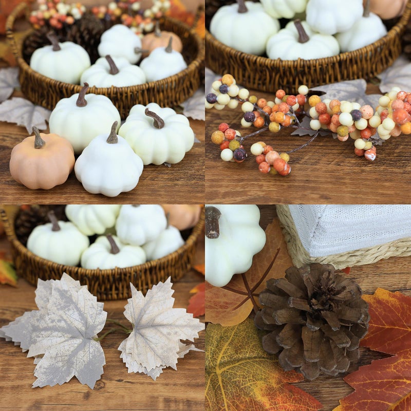 Ghrdopy 17 PCS Kit Artificial Pumpkins Decorations - Plastic Pumpkins for Fall Home Farmhouse Thanksgiving Mini Pumpkin Decor - Image 5