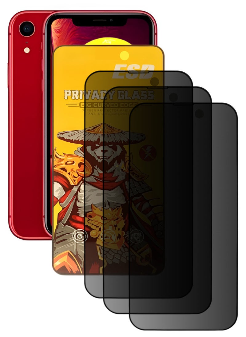 ESD 3 Pieces Tempered Dustproof Privacy Glass Screen Protector Compatible For iPhone XR - Image 1