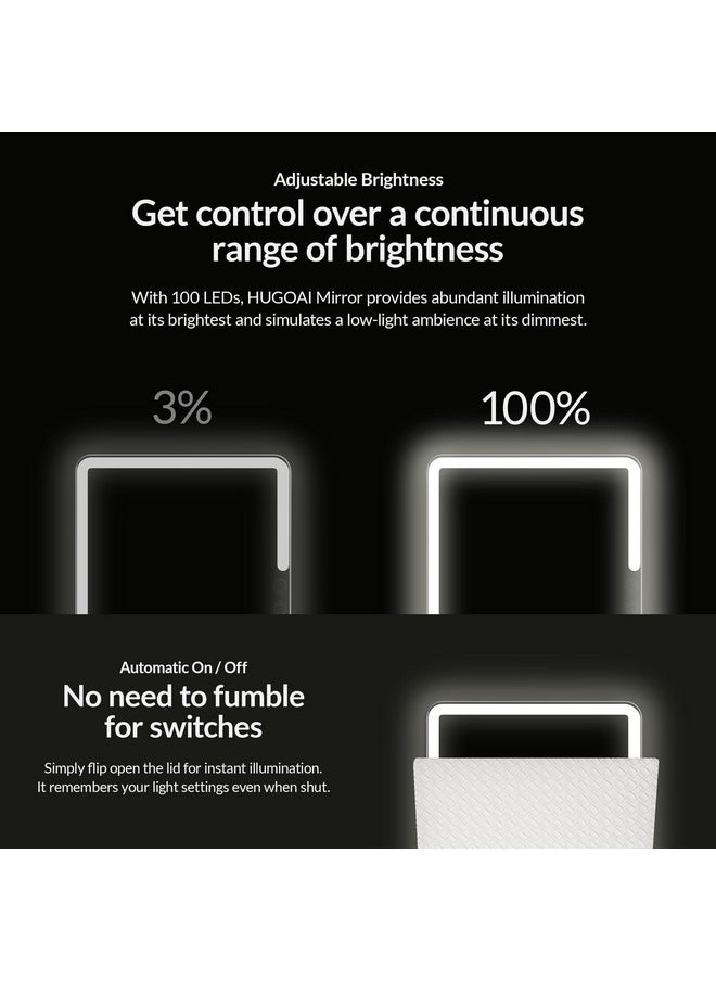 HUGOAI Lighted Makeup Mirror With Lightsfull Spectrum Light Travel Mirror Vanity Mirror With 3 White Lights Rechargable Portable Led Mirror For Make Up Desk Multiple Angles  - Image 4