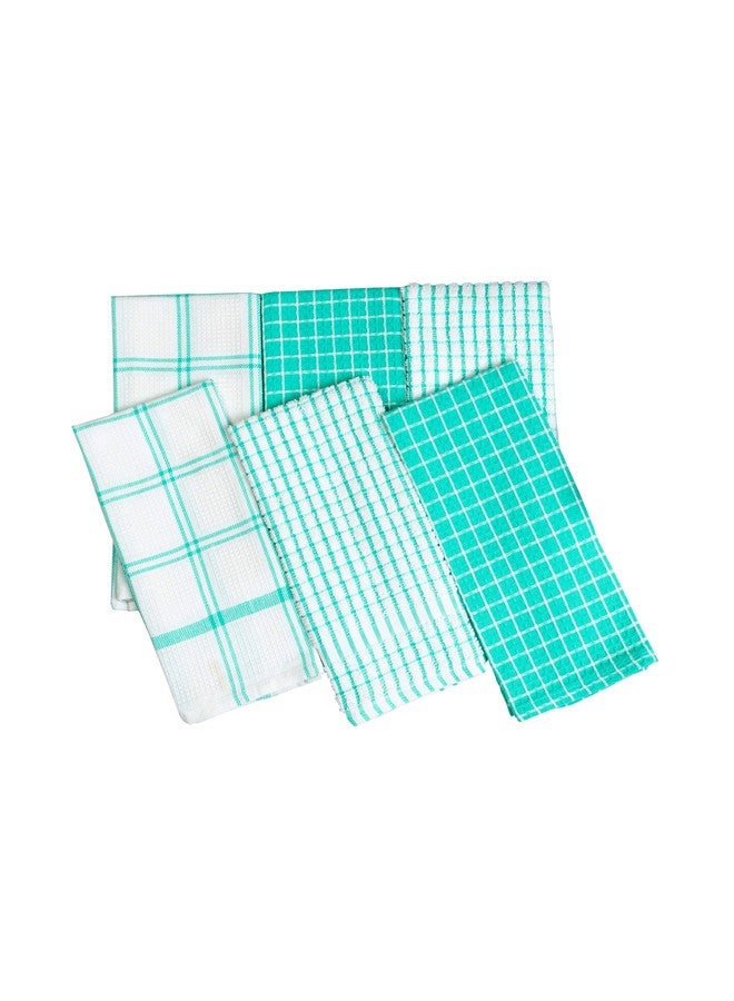 PIXEL HOME DECOR Pixel Home 6 Pieces Cotton 250 GSM Multi-Purpose Terry and Waffle Dish Cloths Kitchen Wiping Cleaning Towel (Set of 6, Multicolor) (Pink) (Green) - Image 1
