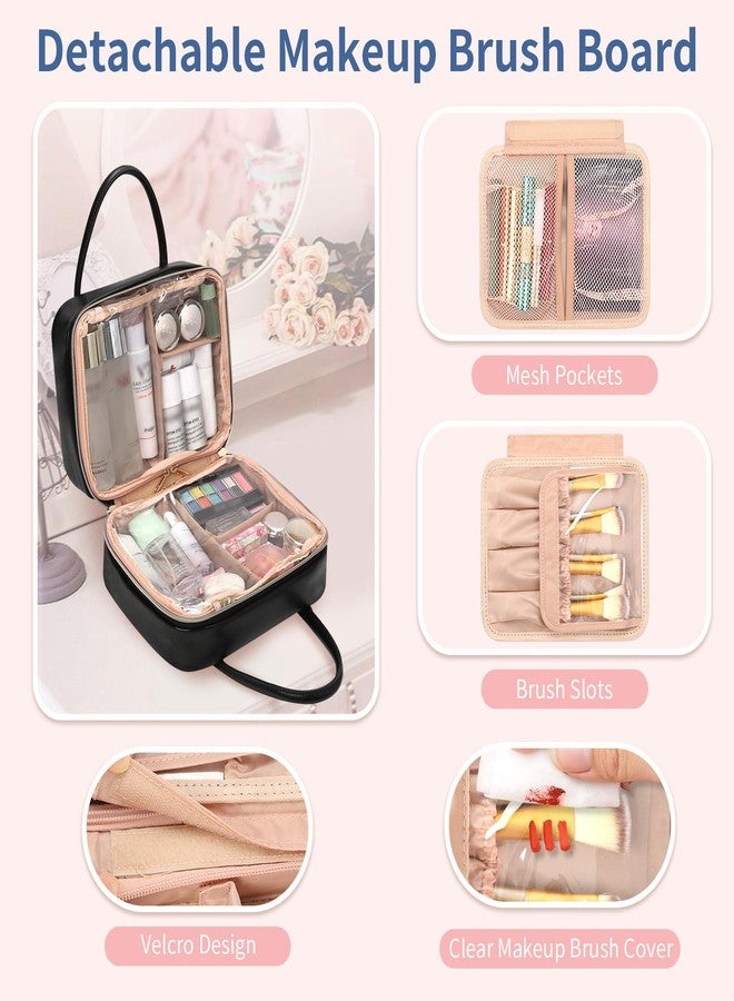 onemoky Travel Makeup Bag, Large Capacity Cosmetic Bag, Portable Make Up Bag Organizer for Women, Waterproof Cosmetic Travel Bag with Dividers and Brush Compartment for Cosmetics & Toiletries - Image 2
