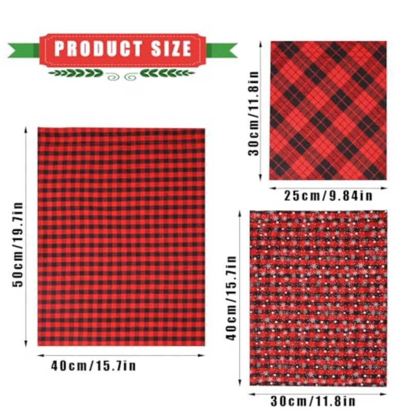 9 lace-up Christmas bags, Christmas toy bags, checkered storage bags, red and black, with Kraft Christmas gift tags, Christmas gifts, party gifts (3 sizes) - Image 2