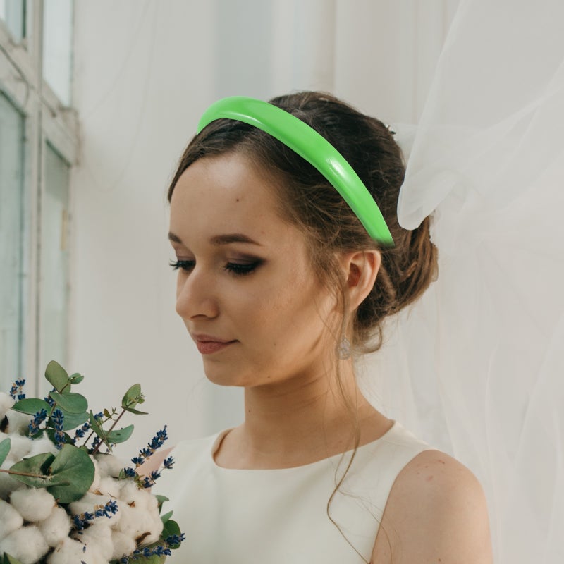 Color Wide-brimmed Headbands Non- PU Leather Hair Band Hair for Women (Green) - Image 5