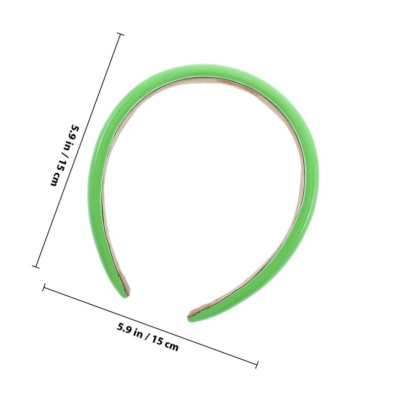 Color Wide-brimmed Headbands Non- PU Leather Hair Band Hair for Women (Green) - Image 2