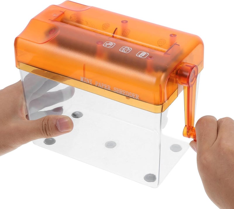 Mini Manual Paper Shredder Small Document Cutting Tool Portable Handheld Paper Cutter for Home Office Use Orange - Image 3