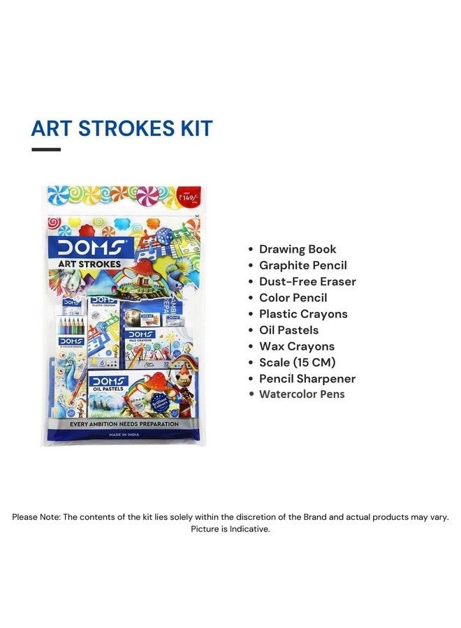 Doms Art Strokes Kit | Perfect Value Pack | Kit for Creative Minds | Gifting Range for Kids | Combination of 10 Stationery Items | Pack of 1 - Image 2