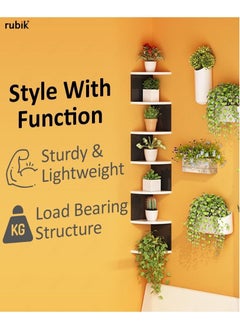 Rubik Corner Shelf 5-Tier Floating Wall Shelf with Zigzag Design, Bookshelf Floating Corner Shelf (White)  - Image 5