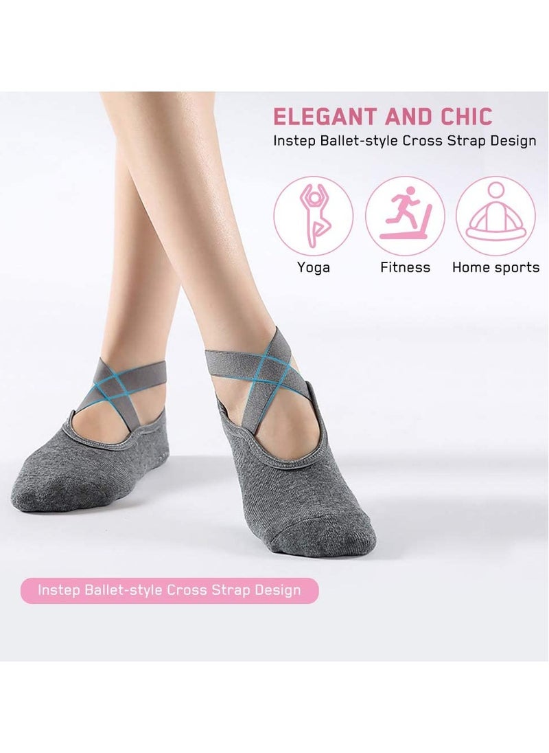Generic 6 Pairs Yoga Socks with Grips for Women Non Slip Grip Socks Pilates Socks Fitness Socks Anti-Skid Socks for Yoga, Size 5~10  - Image 3