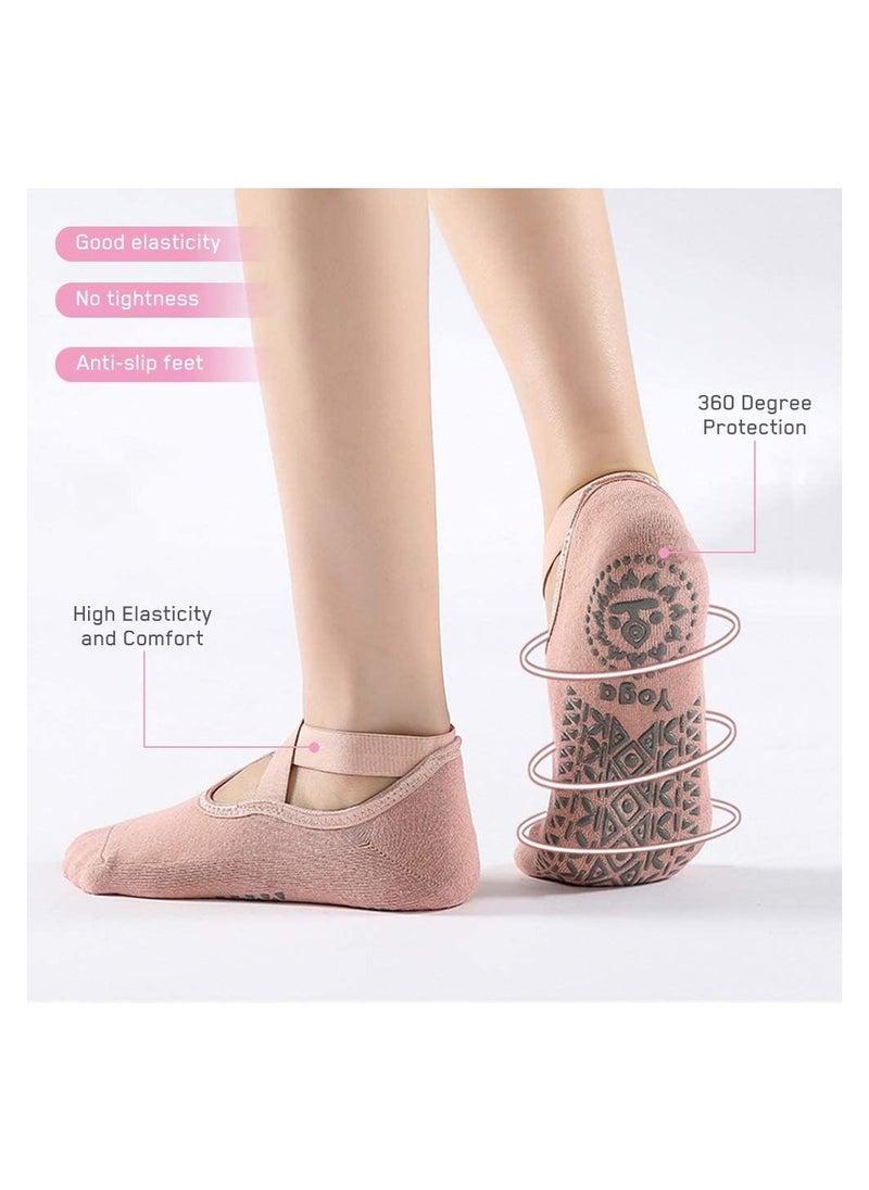 Generic 6 Pairs Yoga Socks with Grips for Women Non Slip Grip Socks Pilates Socks Fitness Socks Anti-Skid Socks for Yoga, Size 5~10  - Image 4