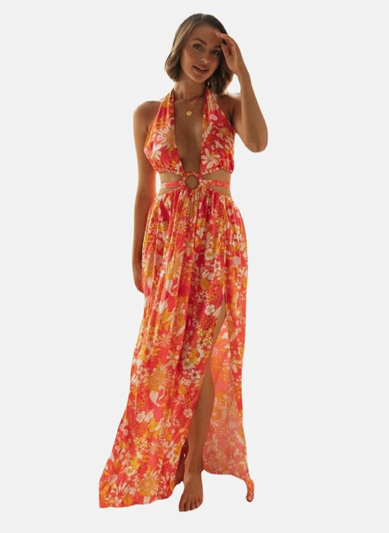 YUNIQEE Floral Halter Maxi Dress