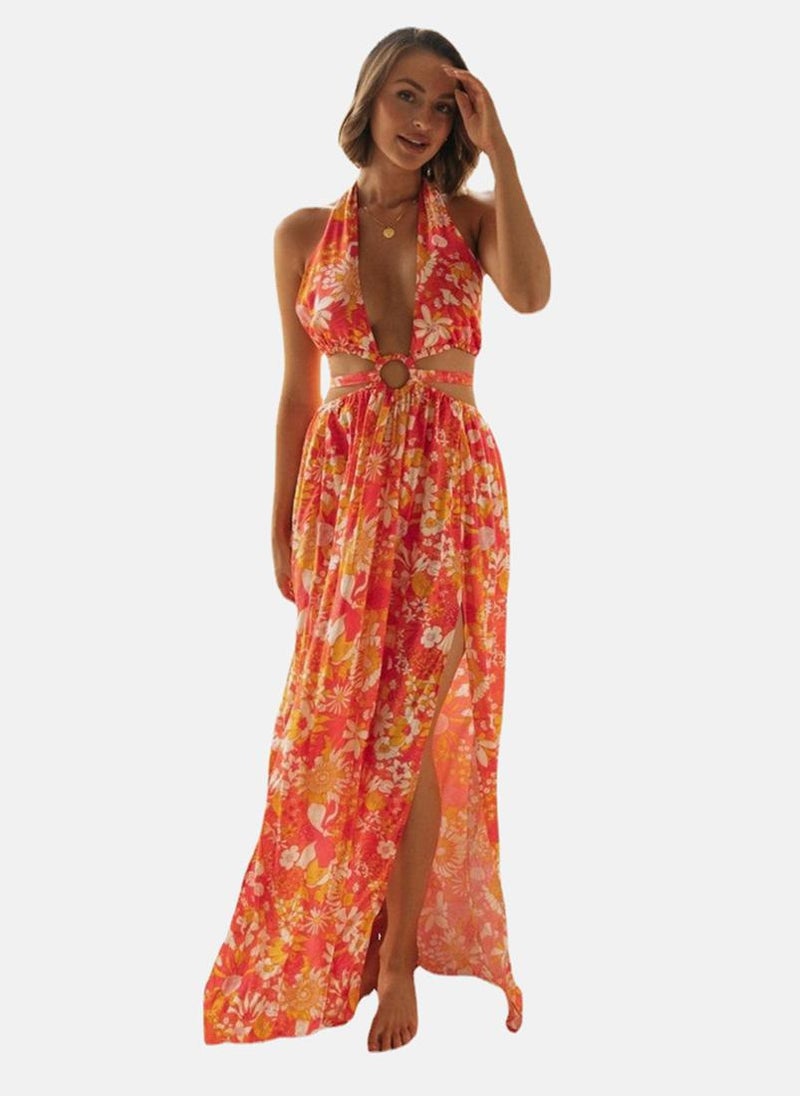 YUNIQEE Floral Halter Maxi Dress  - Image 3