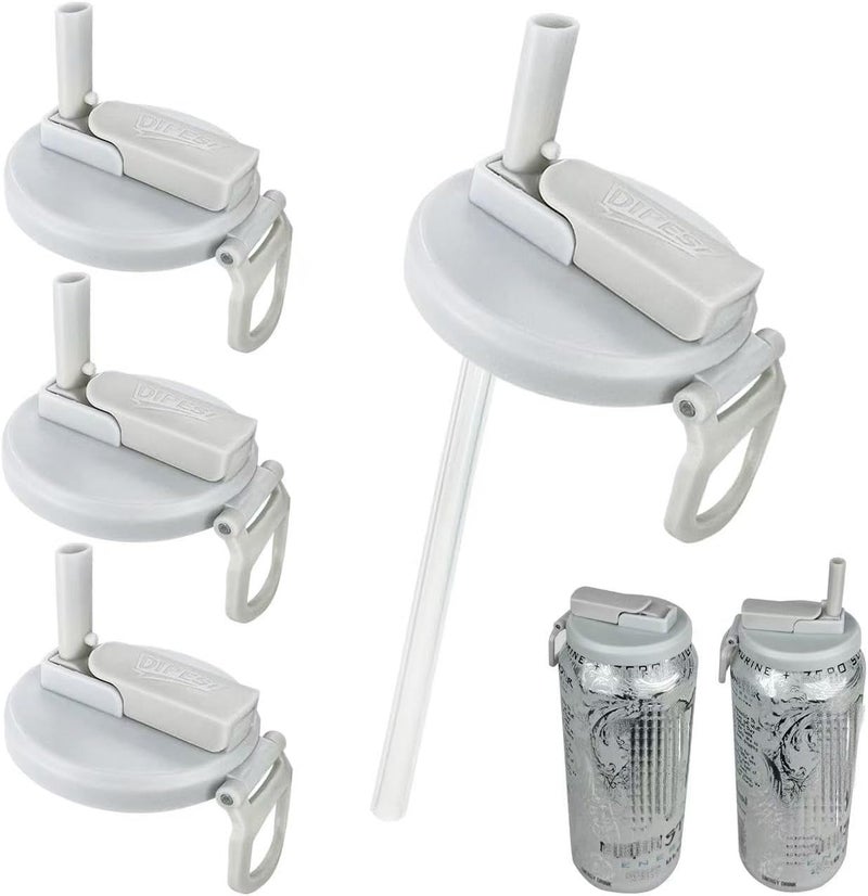 DIPESI 4 Pack Soda Can Lids with Straws,Inspired by Energy Drink Can Colors – Fits fit Standard 12oz/16oz Cans - Image 1