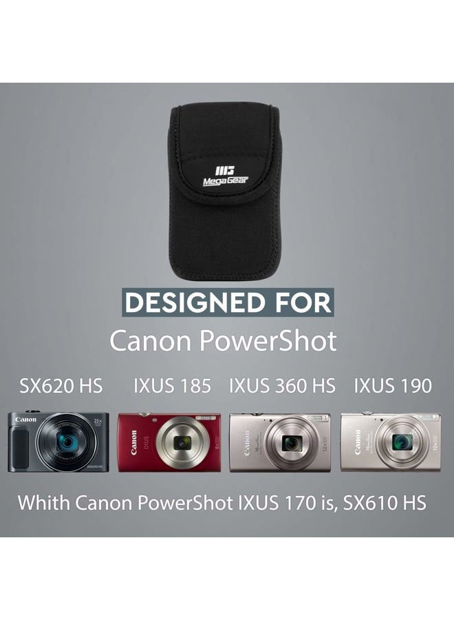 MegaGear MG750 Canon PowerShot SX620 HS, IXUS 180, IXUS 185, IXUS 360 HS, IXUS 190 is, IXUS 170 is, SX610 HS Ultra Light Neoprene Camera Case - Black - Image 5