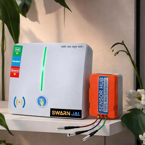Swarn Jal Water Tank Overflow & Empty Alarm with Brass Sensor Swarn Jal Cell Powered Water Level Indicator Bell Loud Human Voice 100% Shock Proof 1-3 Years Cell/Battery Life 1 Year Complete Warranty + 20M Wire - Image 1