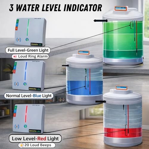 Swarn Jal Water Tank Overflow & Empty Alarm with Brass Sensor Swarn Jal Cell Powered Water Level Indicator Bell Loud Human Voice 100% Shock Proof 1-3 Years Cell/Battery Life 1 Year Complete Warranty + 20M Wire - Image 5