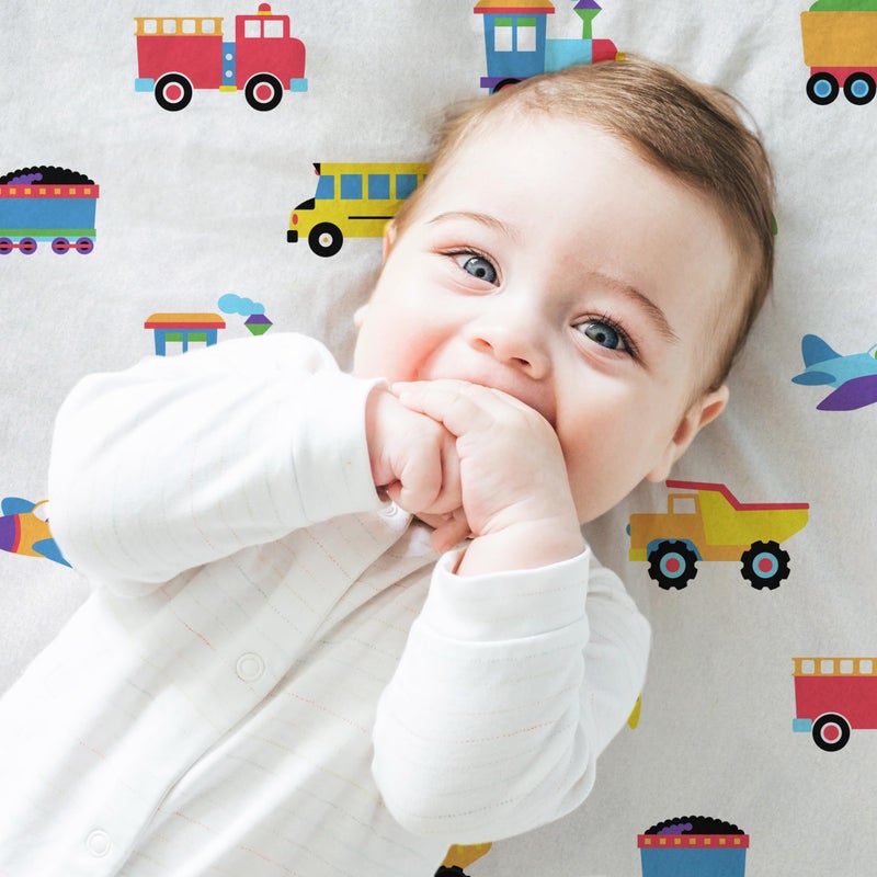 Wildkin Kids 100% Cotton Flannel Fitted Crib Sheet For Boys & Girls  Crib Sheets Measures 52 X 28 Inches  Kids Crib Sheets Super Soft & Breathable Material (Trains  Planes & Trucks) - Image 2