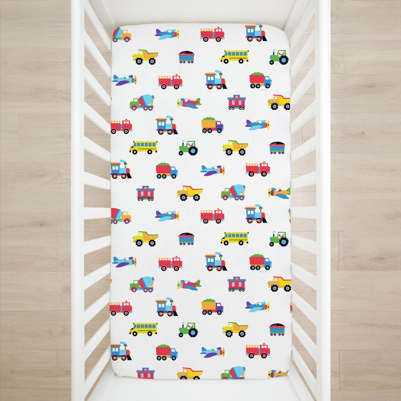 Wildkin Kids 100% Cotton Flannel Fitted Crib Sheet For Boys & Girls  Crib Sheets Measures 52 X 28 Inches  Kids Crib Sheets Super Soft & Breathable Material (Trains  Planes & Trucks) - Image 5