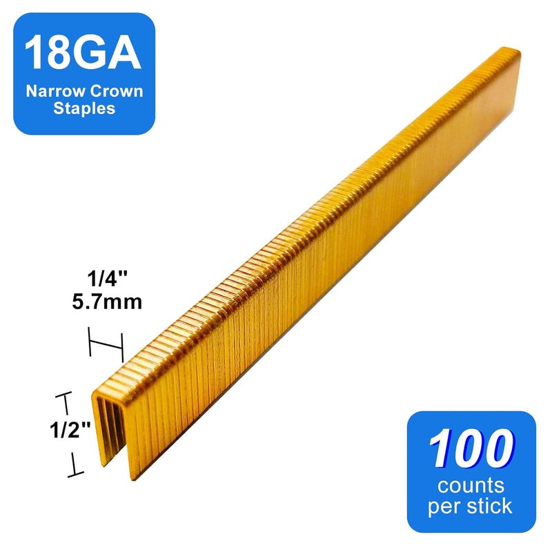 SimCos 18 Gauge 1/4" Narrow Crown Staples, Galvanized Upholstery Staples for 18 GA Pneumatic or Electric Stapler or Staple Gun (1/2"-1800 PCS) - Image 2