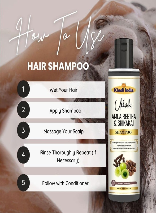 Utkrisht Khadi Amla, Reetha & Shikakai Herbal Hair Shampoo Pack of 2 | Hair Fall Control & Hair Growth | Natural Anti-Dandruff Shampoo for Men & Women | Sulfate-Free Ayurvedic Cleanser (2 X 100ml) - Image 5