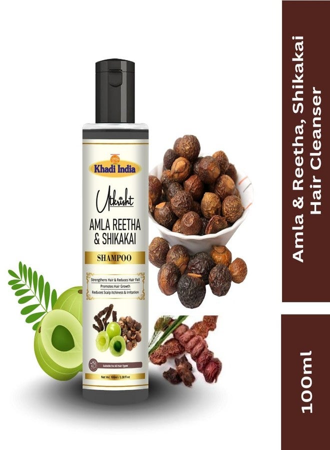 Utkrisht Khadi Amla, Reetha & Shikakai Herbal Hair Shampoo Pack of 2 | Hair Fall Control & Hair Growth | Natural Anti-Dandruff Shampoo for Men & Women | Sulfate-Free Ayurvedic Cleanser (2 X 100ml) - Image 2
