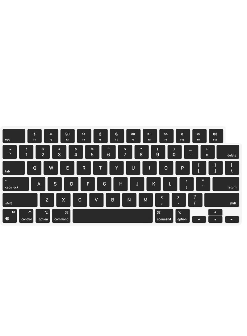 Keyboard Cover Skin Compatible with MacBook Air 15 M2 A2941 Air 13.6 M2 A2681 Compatible with MacBook Pro 14/16 2023-2021 M3 M2 M1 A2918 A2992 A2779 A2442 A2991 A2780 A2485 Black - Image 1