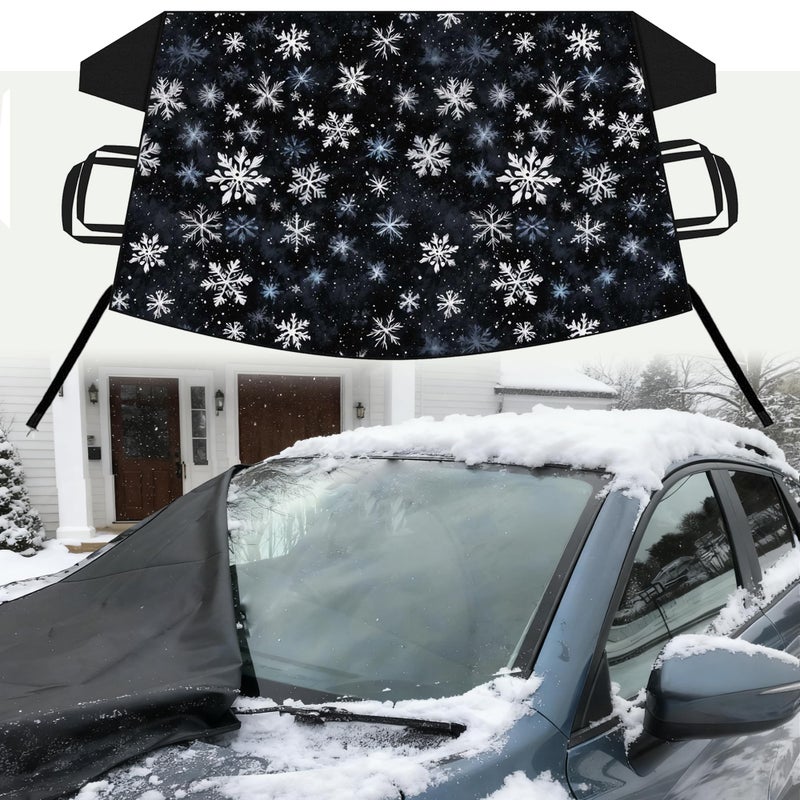 Güvenç Gven Windshield Cover for Ice and Snow Car Snow Cover Winter Christmas Gfit Accessories Front Window Cover Outside Protector for Cars, SUVs, Trucks Waterproof Forst Winter Car Essential (Snowflake) - Image 1