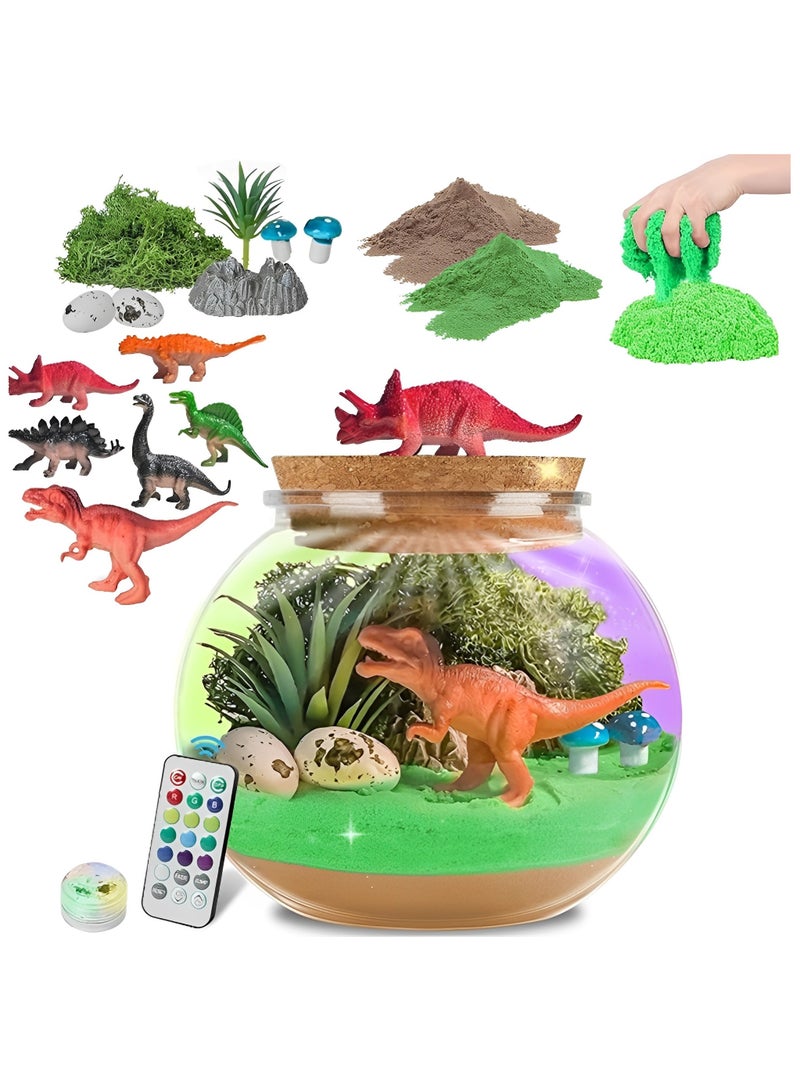 Beauenty Dinosaur Gifts for Kids,Dinosaur Terrarium Kit for Kids Boys,Birthday Gift for Kids Ages 4 5 6 7 8 12 Year Old,DIY Dinosaur Toys for Kids,LED NightLight Arts Crafts Kit for Kids,Gifts Kids - Image 1