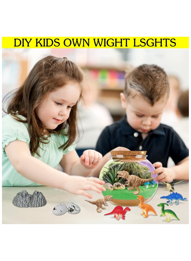 Beauenty Dinosaur Gifts for Kids,Dinosaur Terrarium Kit for Kids Boys,Birthday Gift for Kids Ages 4 5 6 7 8 12 Year Old,DIY Dinosaur Toys for Kids,LED NightLight Arts Crafts Kit for Kids,Gifts Kids - Image 4