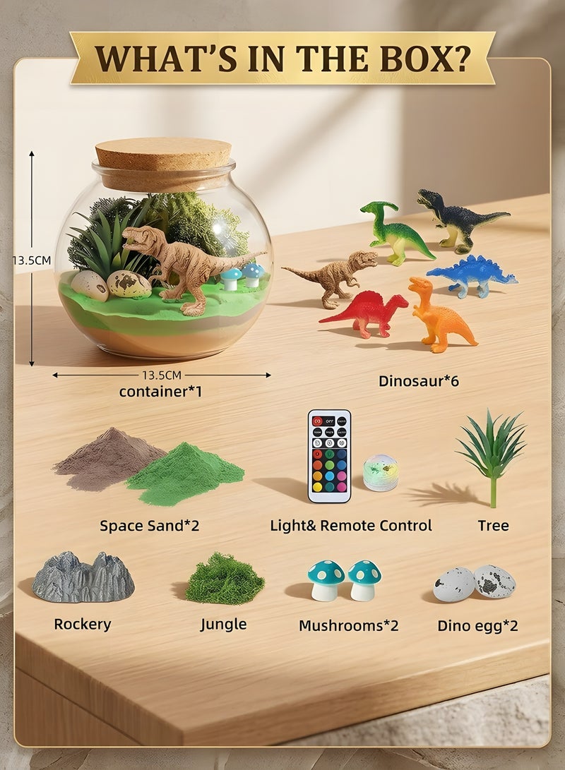 بيوينتي هدية ديناصور جميلة للأطفال، مجموعة ديناصور تيراريوم للأطفال الذكور، هدية عيد ميلاد للأطفال من عمر 4 إلى 5 إلى 6 إلى 7 إلى 8 إلى 12 سنة، ألعاب ديناصور DIY للأطفال، مجموعة فنون وحرف يدوي مصباح ليلي LED للأطفال، هدايا للأطفال - Image 2