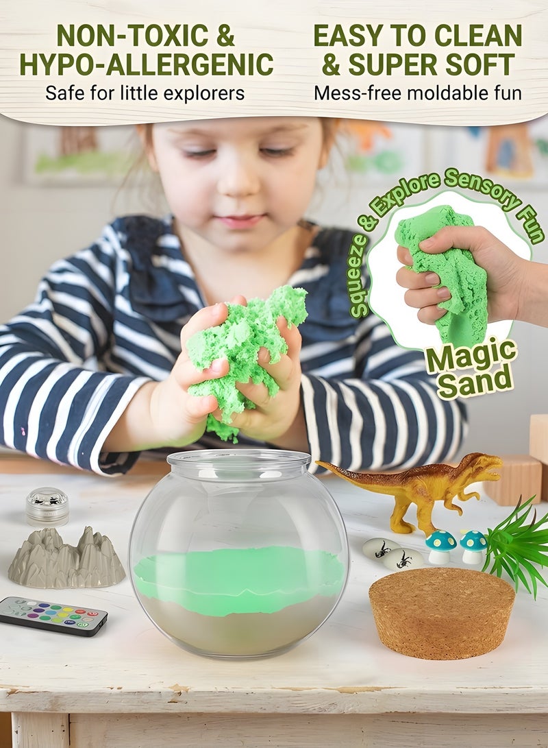 بيوينتي هدية ديناصور جميلة للأطفال، مجموعة ديناصور تيراريوم للأطفال الذكور، هدية عيد ميلاد للأطفال من عمر 4 إلى 5 إلى 6 إلى 7 إلى 8 إلى 12 سنة، ألعاب ديناصور DIY للأطفال، مجموعة فنون وحرف يدوي مصباح ليلي LED للأطفال، هدايا للأطفال - Image 3