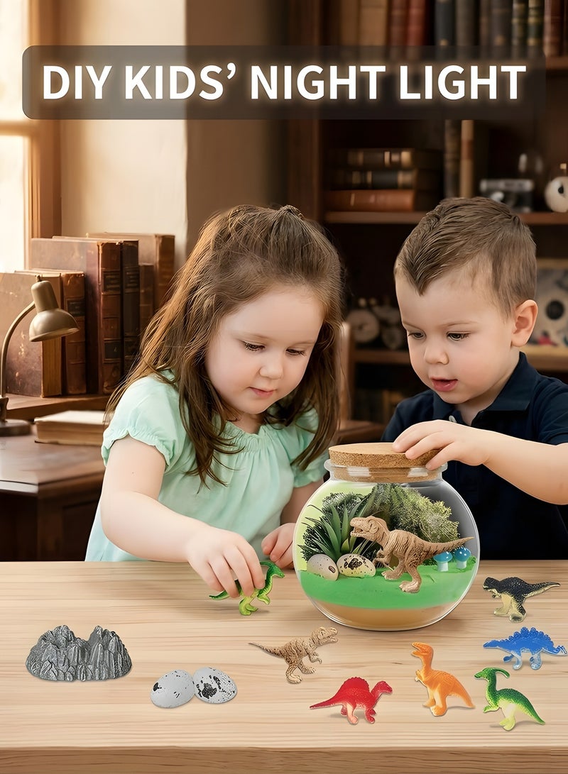 بيوينتي هدية ديناصور جميلة للأطفال، مجموعة ديناصور تيراريوم للأطفال الذكور، هدية عيد ميلاد للأطفال من عمر 4 إلى 5 إلى 6 إلى 7 إلى 8 إلى 12 سنة، ألعاب ديناصور DIY للأطفال، مجموعة فنون وحرف يدوي مصباح ليلي LED للأطفال، هدايا للأطفال - Image 5