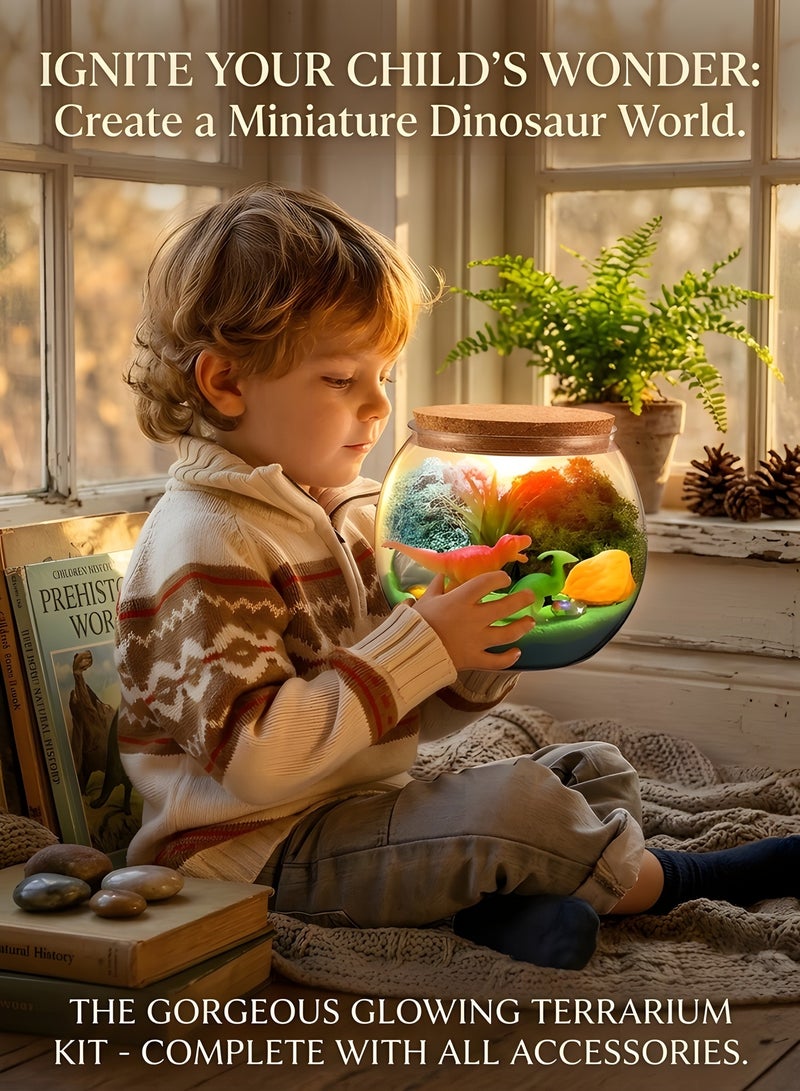 بيوينتي هدية ديناصور جميلة للأطفال، مجموعة ديناصور تيراريوم للأطفال الذكور، هدية عيد ميلاد للأطفال من عمر 4 إلى 5 إلى 6 إلى 7 إلى 8 إلى 12 سنة، ألعاب ديناصور DIY للأطفال، مجموعة فنون وحرف يدوي مصباح ليلي LED للأطفال، هدايا للأطفال - Image 4