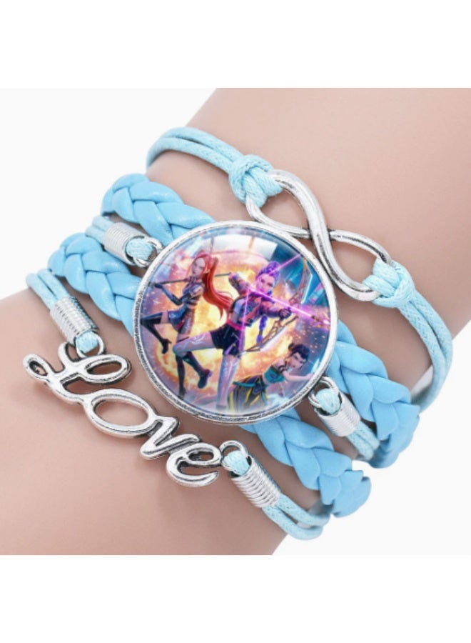K-pop Witcher Girls Multi-layered Leather Hand-woven Bracelet Jewelry，Kpop accessories，super hero bracelet ，gift fo grils, gift fo kids，Demon Hunter accessories