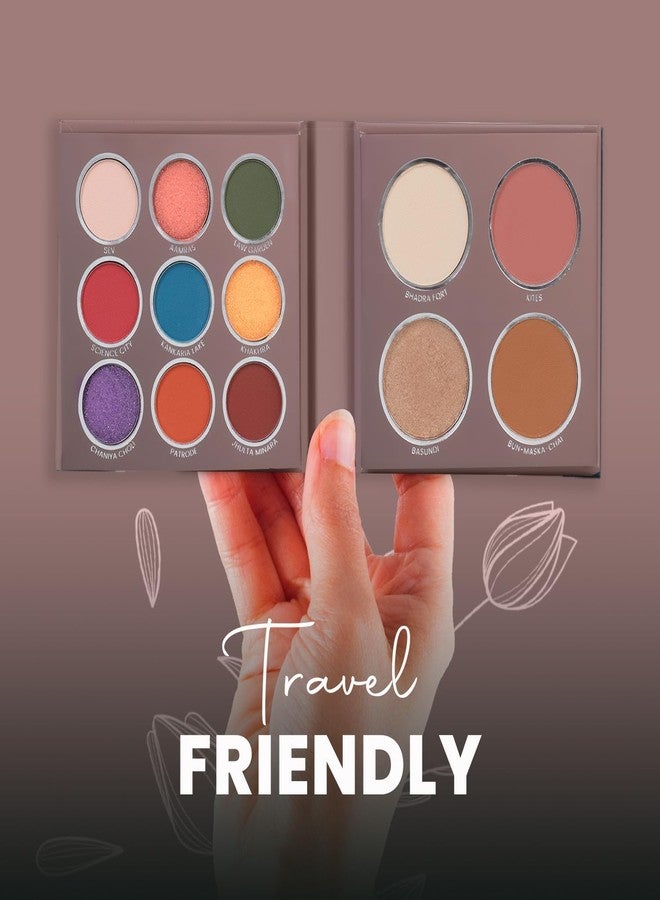 The City Paradise Makeup Kit | Highly Pigmented and Blendable | 9 Eyeshadow Palette with 1 Highlighter, Blusher, Bronzer & Compact Powder each (16.0 gm) (03-Chandigarh) SH-7711-MR - Image 3