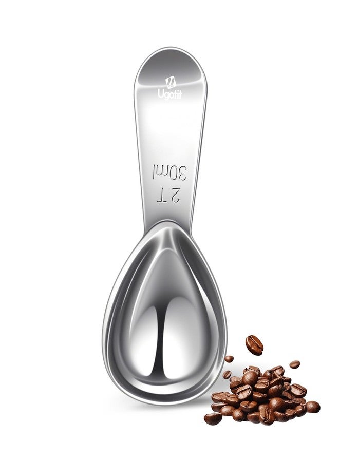 Ugotit Coffee Scoop for Ground Coffee, 2 Tablespoon 304 Stainless Steel Coffee Measuring Scoop Heavy-Duty, Short Handle for Canisters, Espresso & Baking - Image 1